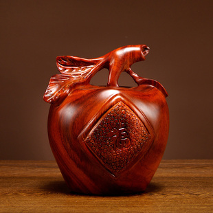 花梨木雕苹果摆件实木质平安果家居客厅酒柜装饰摆设红木工艺礼品