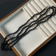 法式天然黑玛瑙串珠项链女长款小众设计高级感双层叠戴锁骨链颈链