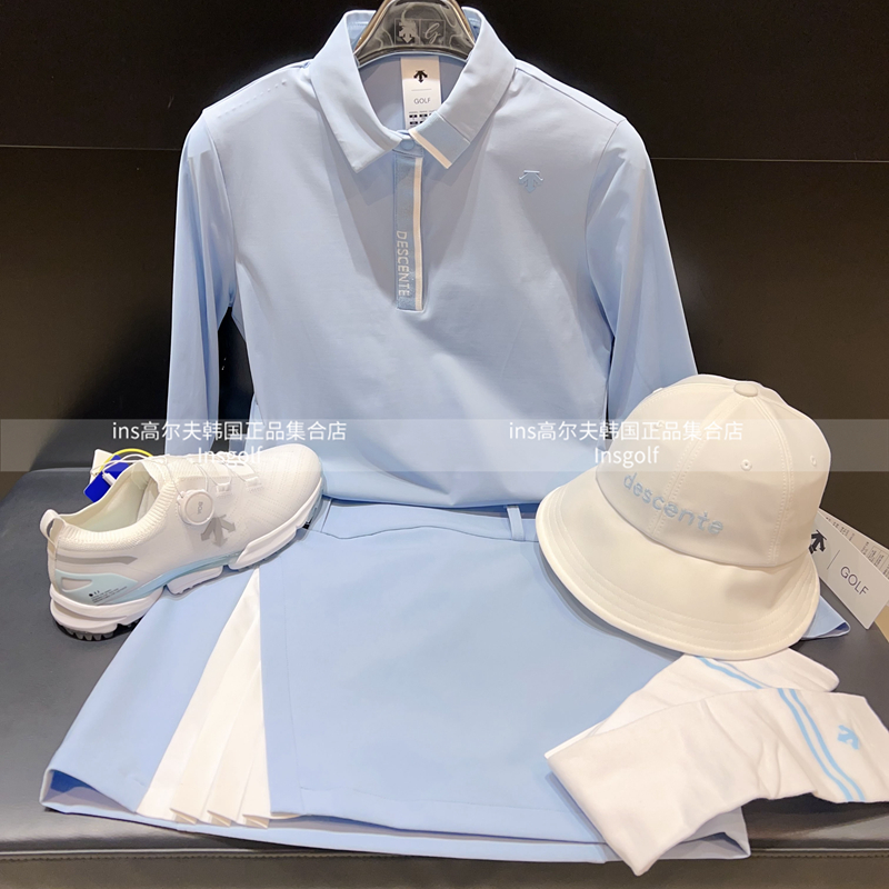 迪*特高尔夫服装女球服套装运动透气翻领长袖POLO衫GOLF运动短裙