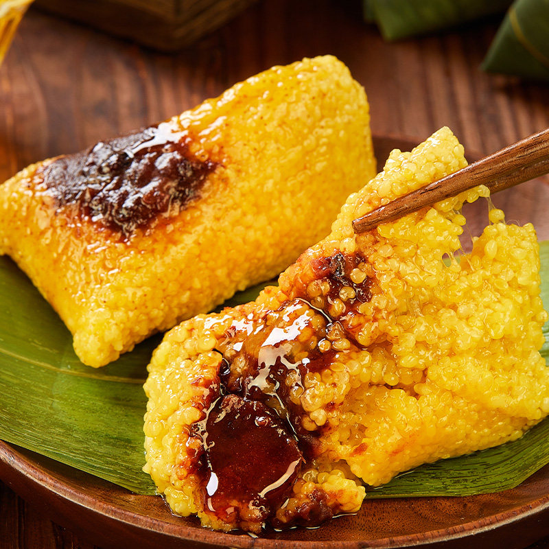 大黄米粽子16个蜜枣豆沙粽手工黑米八宝甜粽新鲜端午节礼盒装粽子