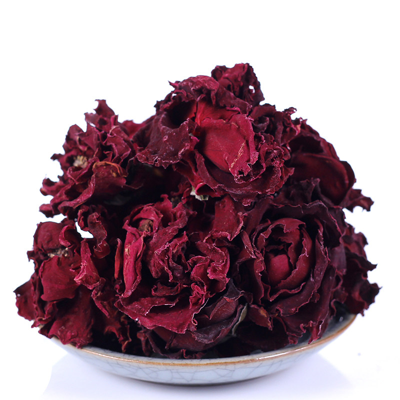 云南墨红玫瑰花茶一朵一杯重瓣红玫瑰古麻无糖大朵花冠散装包邮