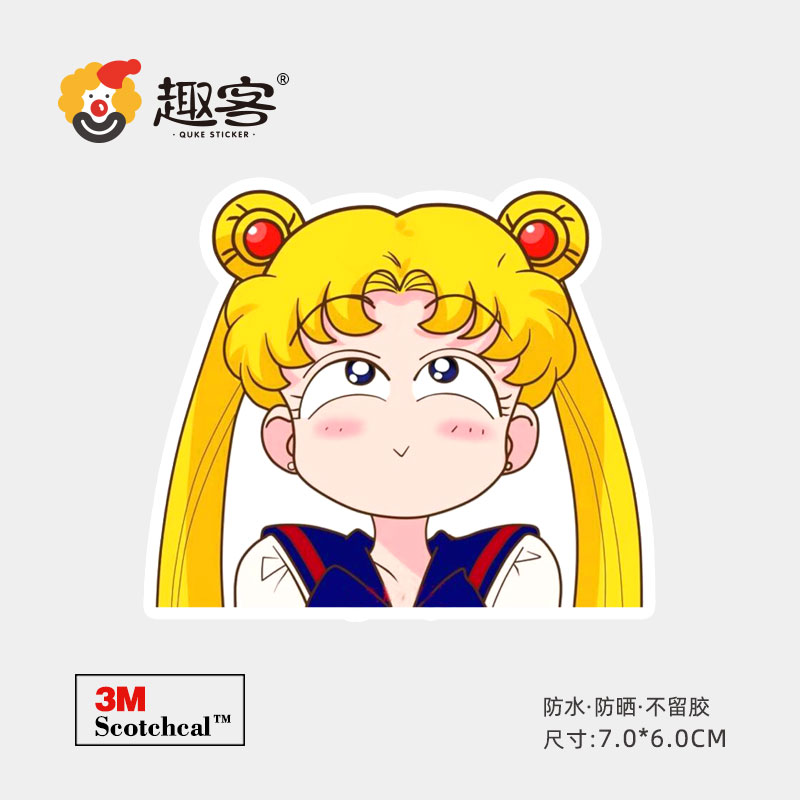 美少女可爱卡通笔记本电脑贴纸防水行李箱滑雪板无痕汽车笔记本个性小