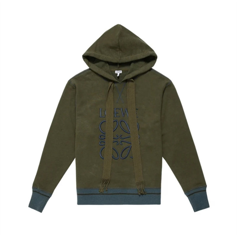 loewe罗意威官方正品春秋新款女士时尚百搭军绿色连帽卫衣