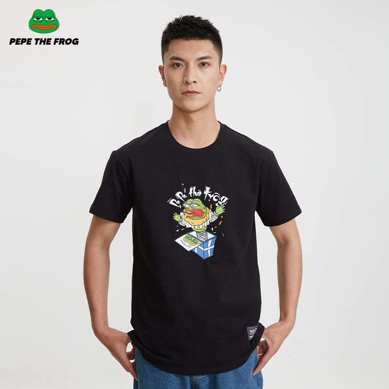 悲伤蛙pepe 恶搞万岁短袖男t恤男潮纯棉潮牌男士卡通体恤
