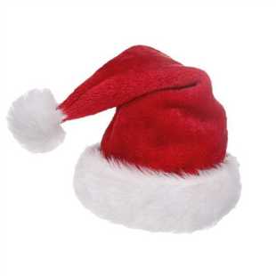 三色可选长毛绒圣诞帽成人帽子红色黑色宝蓝色帽子圣诞装饰品