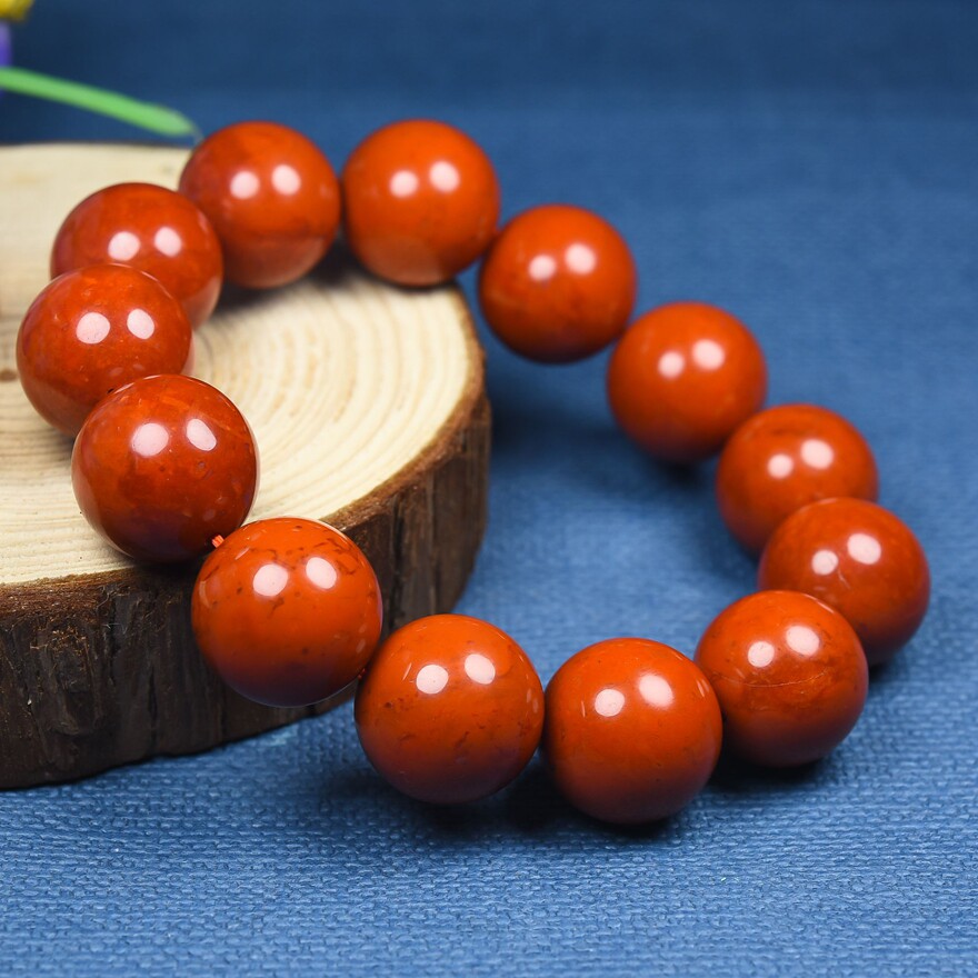 61.82g 满色满肉凉山九口料 南红玛瑙圆珠手链