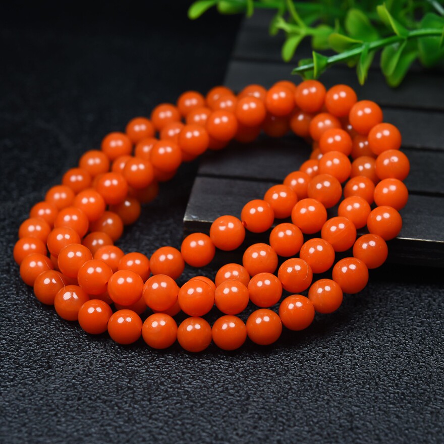 53.69g 收藏品 保山杨柳老矿滴水洞料 南红玛瑙圆珠手链项链