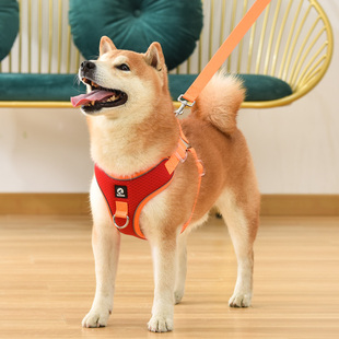 柴犬牵引绳狗狗背心式中小型犬秋田柯基遛狗绳可调节胸背带狗链子