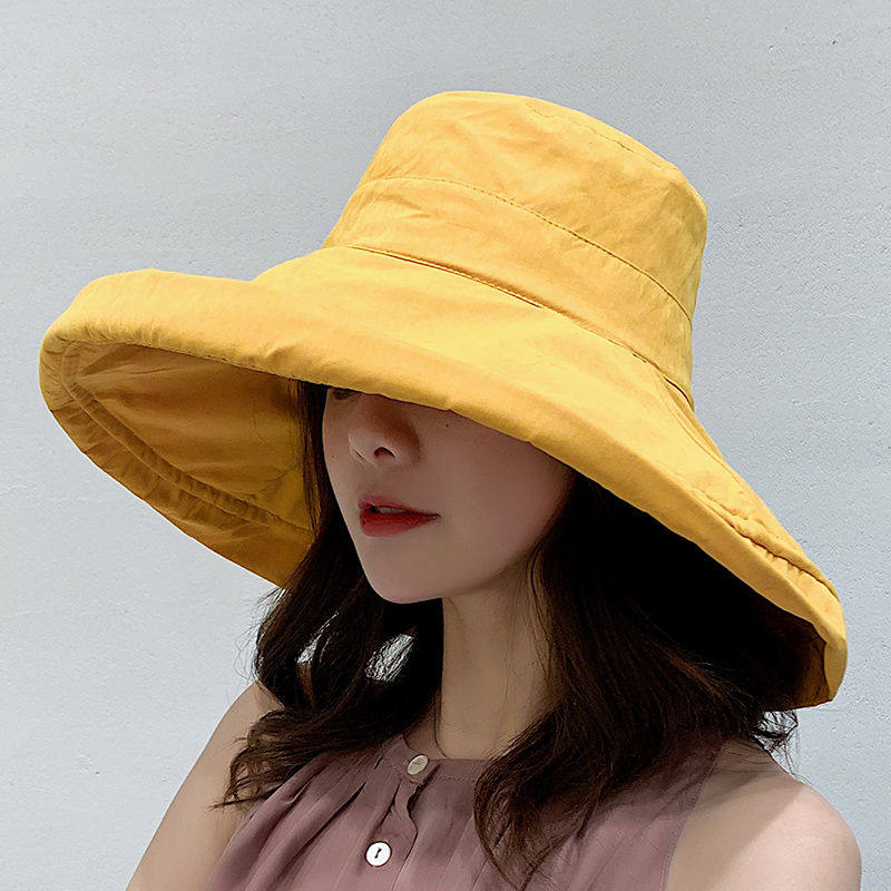 春秋网红渔夫帽女夏日系遮脸韩版防晒紫外线遮阳帽子大沿潮大帽檐