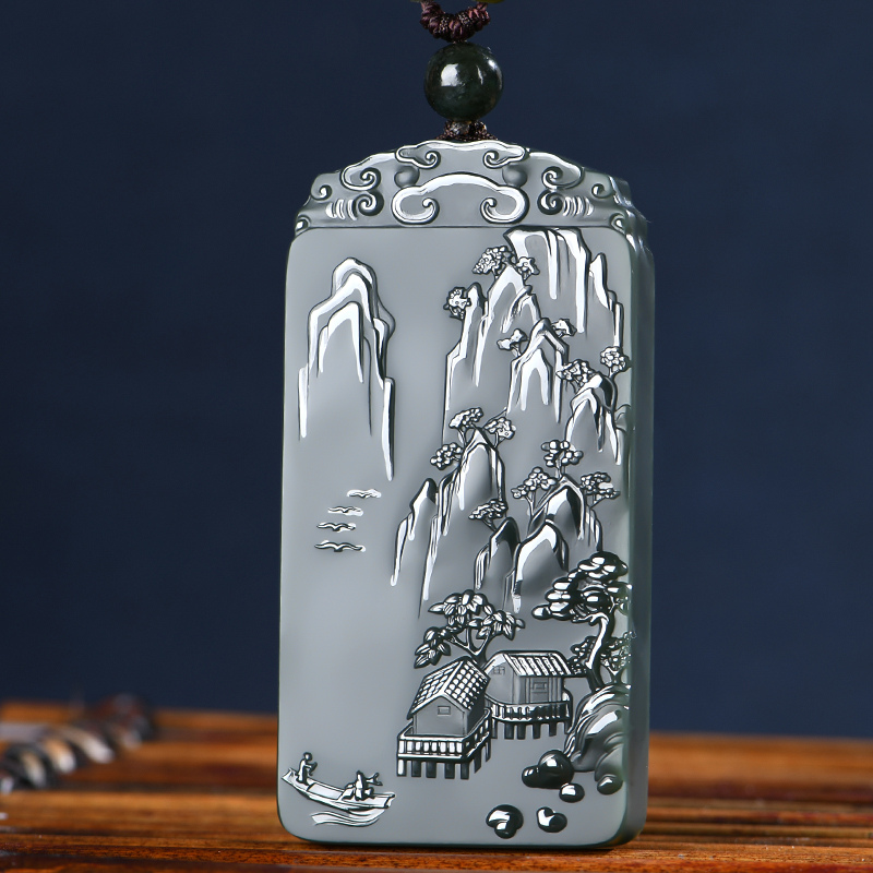 佳媛玉业旗舰店的优惠券大全—佳媛玉业新疆和田玉山水平安牌玉吊坠 