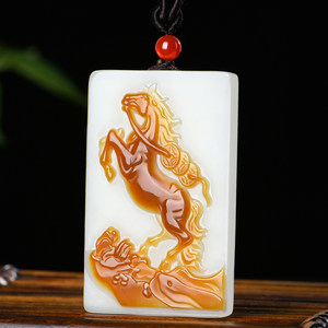 和田玉生肖马玉吊坠 男女士款马到成功玉坠玉石玉挂坠玉牌吉祥物