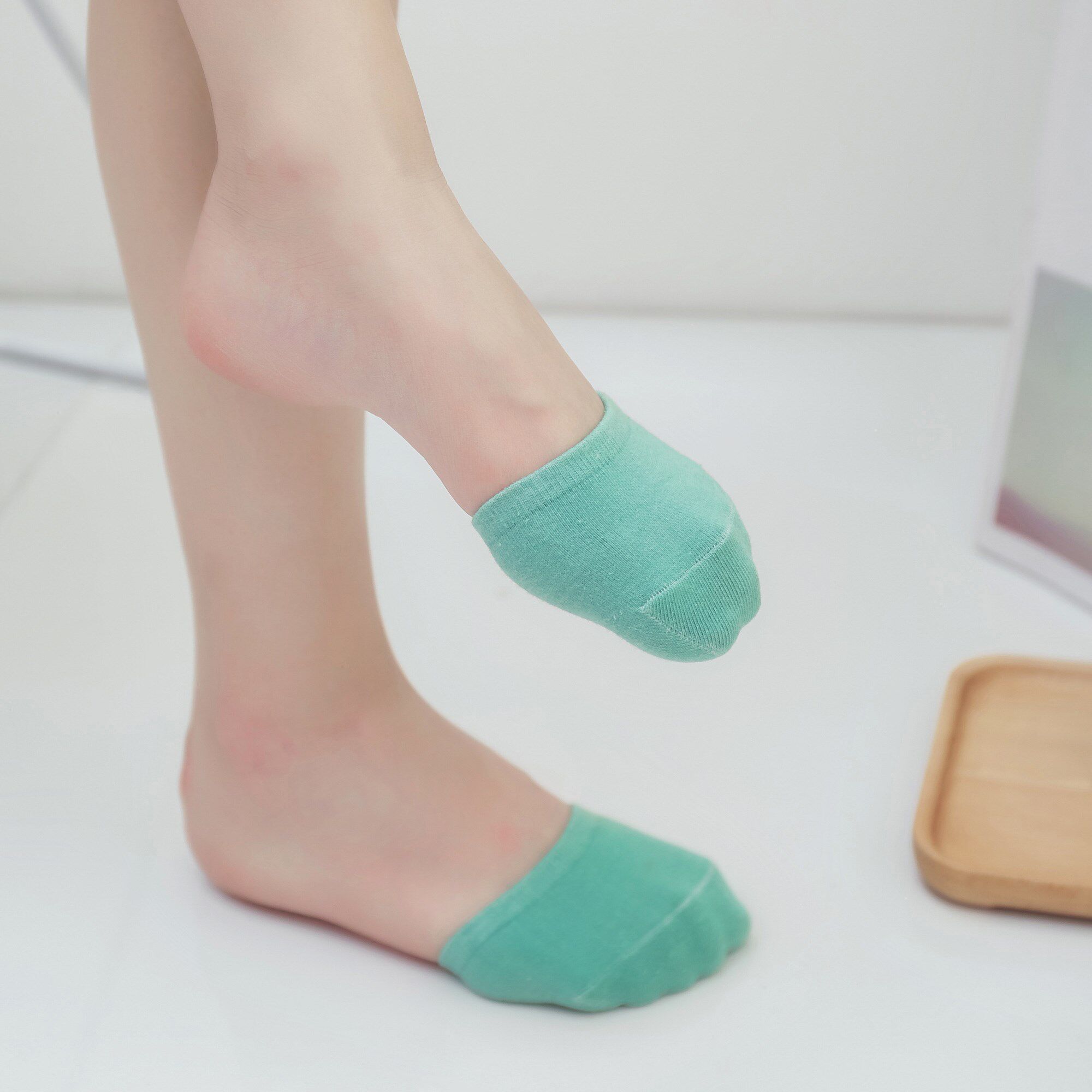 脚尖袜女春季拖鞋半截包头超浅口高跟鞋无后袜子短袜