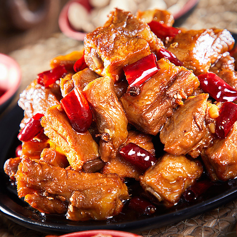 廖排骨酱排骨即食小包装熟食麻辣四川特产小吃300g