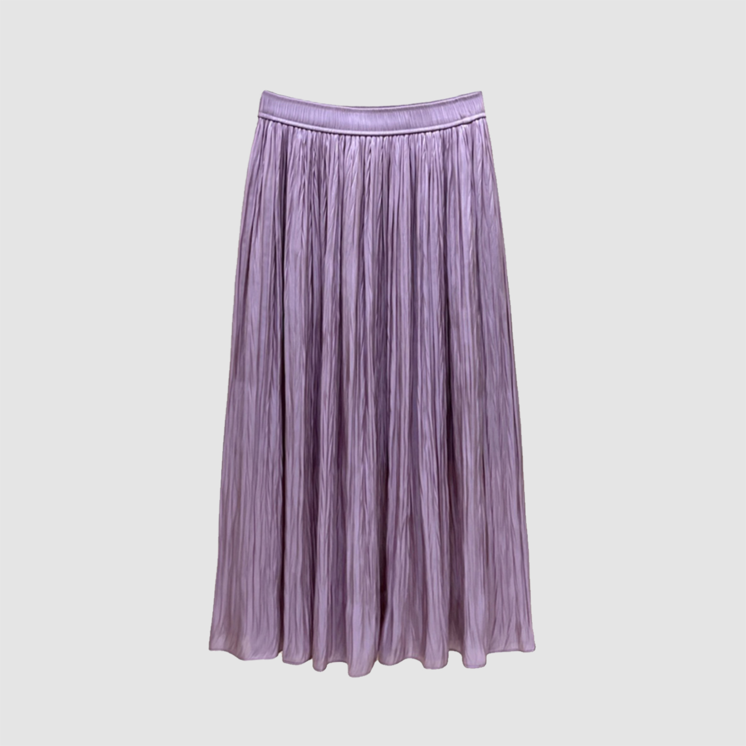 紫色百褶半身裙女夏季新款高腰显瘦垂感中长款a字大摆伞裙子