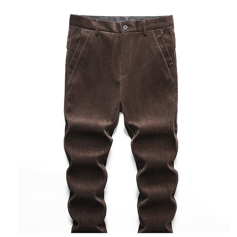 香港潮牌秋冬厚款中年男士休闲裤条绒裤宽松男裤灯芯绒爸爸装裤子