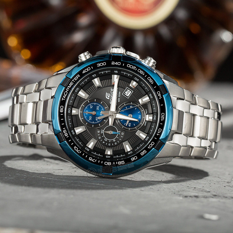 卡西欧男表男士石英表防水钢带赛车表casio运动手表efr539l1a