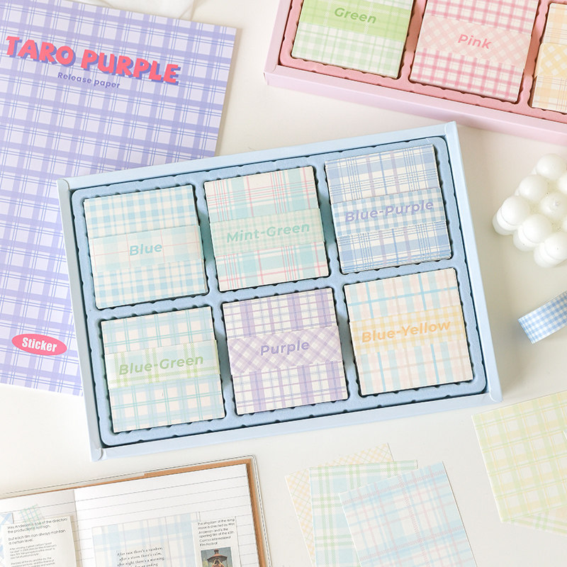 便签纸礼盒套装格子甜派基础图形格纹手帐彩色小条便笺纸外卖留言本