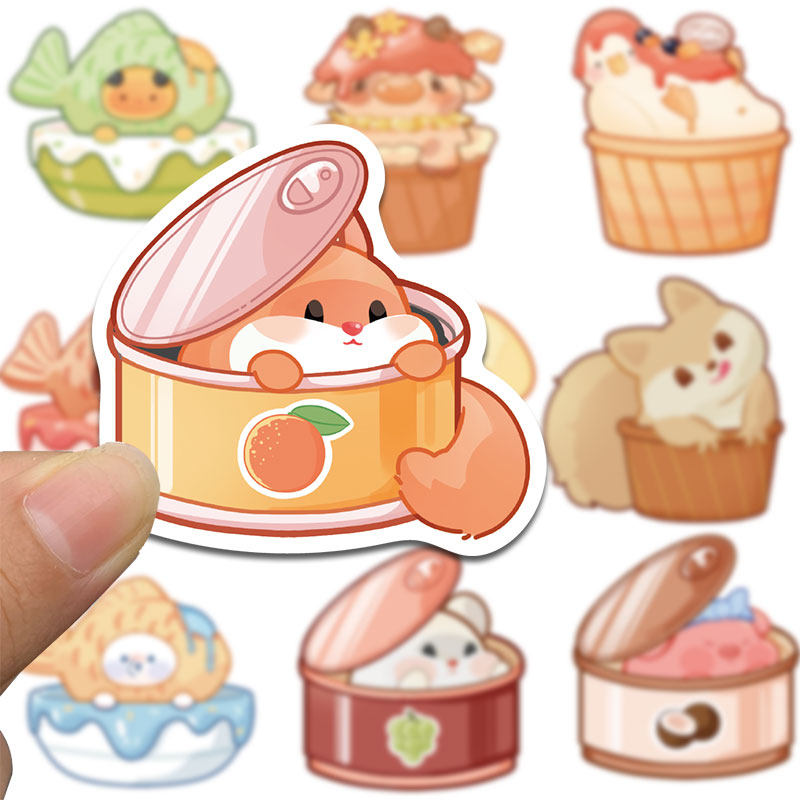 40张动物食物贴纸卡通动漫可爱笔记本手机壳电脑ipad行李箱防水
