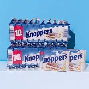 德国进口Knoppers牛奶味榛子威化饼干10包*25克5层夹心零食包邮