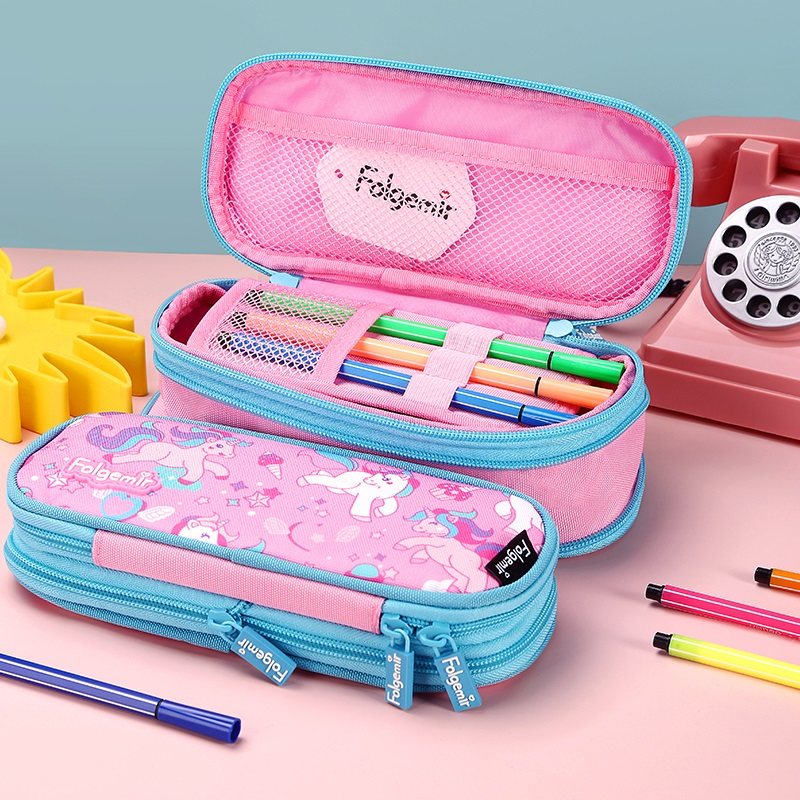 儿童双层牛津布抗污耐摔易清洁超大容量幼儿收纳袋笔盒帆布轻量书包