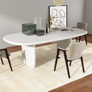 北欧实木家用椭圆形餐桌简约现代设计师会议办公长桌洽谈桌书桌子