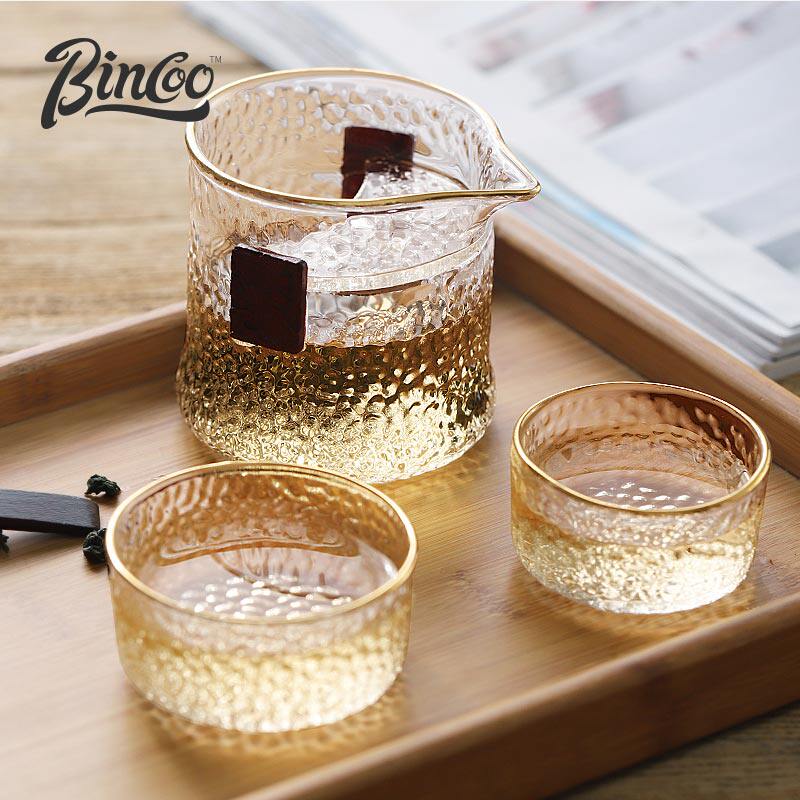 bincoo玻璃快客杯泡茶杯便携一壶二杯高端的旅行茶具套装功夫茶具