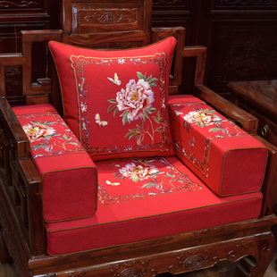 中式抱枕靠垫棉麻红木沙发靠背套不含芯靠枕客厅古典腰枕床头靠包