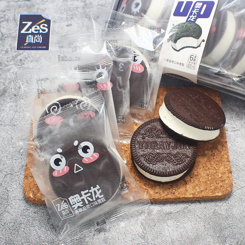 一盒6块-真尚奥卡龙冰淇淋雪糕奥利奥夹心牛奶香草曲奇味冰激凌爆