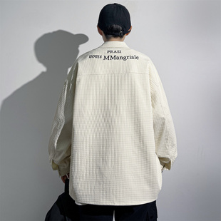 隐哲穿搭W9759秋季新款大码男生长袖衬衫小众设计感百搭休闲外套