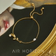AIR-HORIZON天然珍珠抽拉式手链女金属玫瑰吊坠锆石镶嵌气质饰品