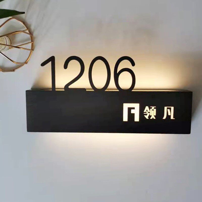 不锈钢电镀发光门牌号高档电竞酒店会所餐厅足浴宾馆led创意挂牌