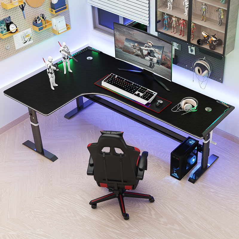 电脑桌台式L型转角电竞桌简约家用卧室写字台游戏桌椅组合办公桌