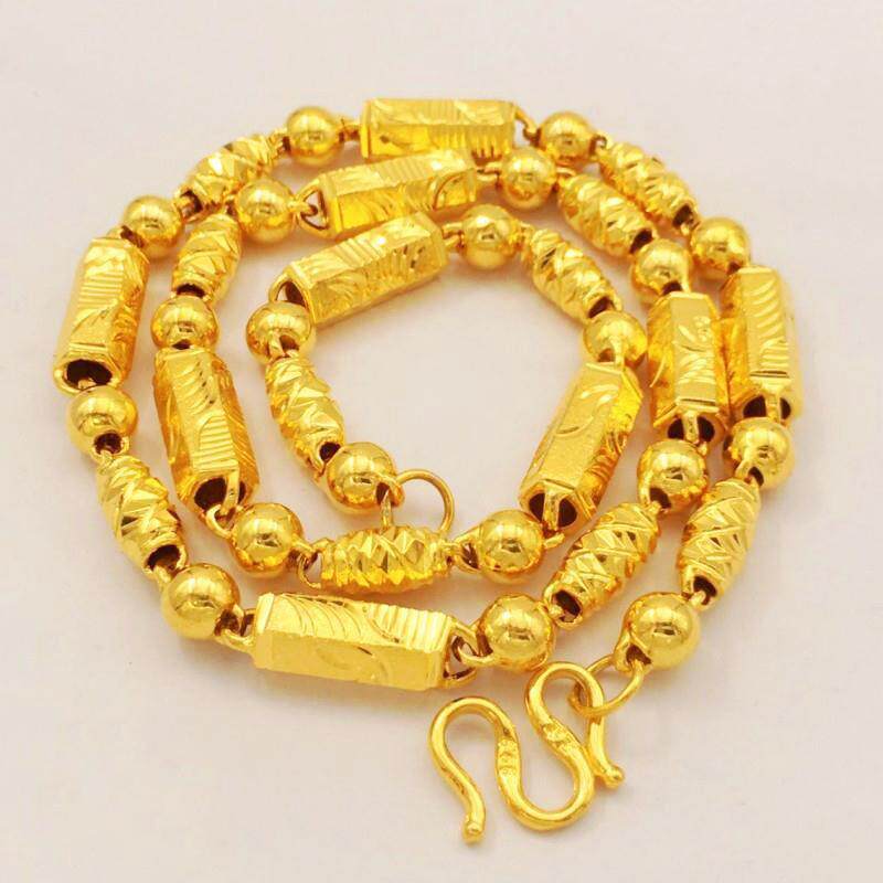 越南沙金项链男黄金六角竹节空心999不掉色足金钢印镀金项链