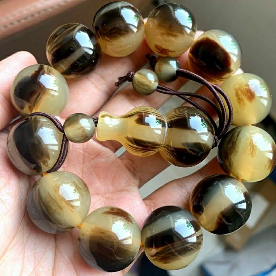 正宗牛角手串天然牦牛角108颗手链正圆西藏耗牛角佛珠项链男女