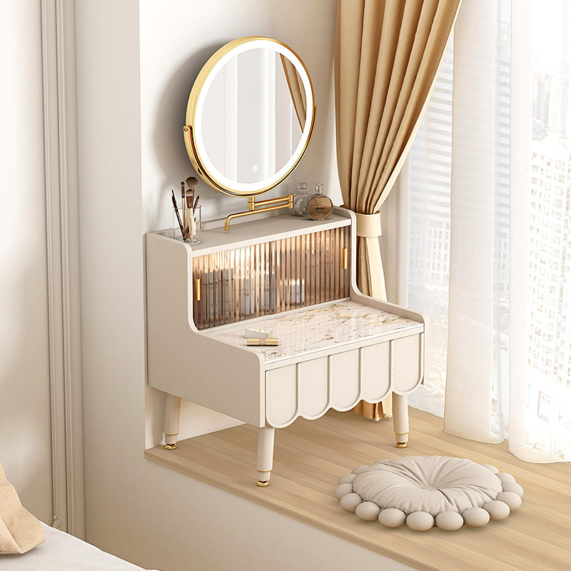 法式奶油风迷你飘窗梳妆台卧室小户型新款简易小的化妆桌子高级感