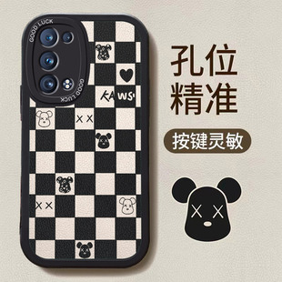 OPPOReno6pro+手机壳PENM00新款防摔软壳Reno6pro+硅胶的oppo手机套男女款网红格子熊可爱卡通薄情侣全包镜头