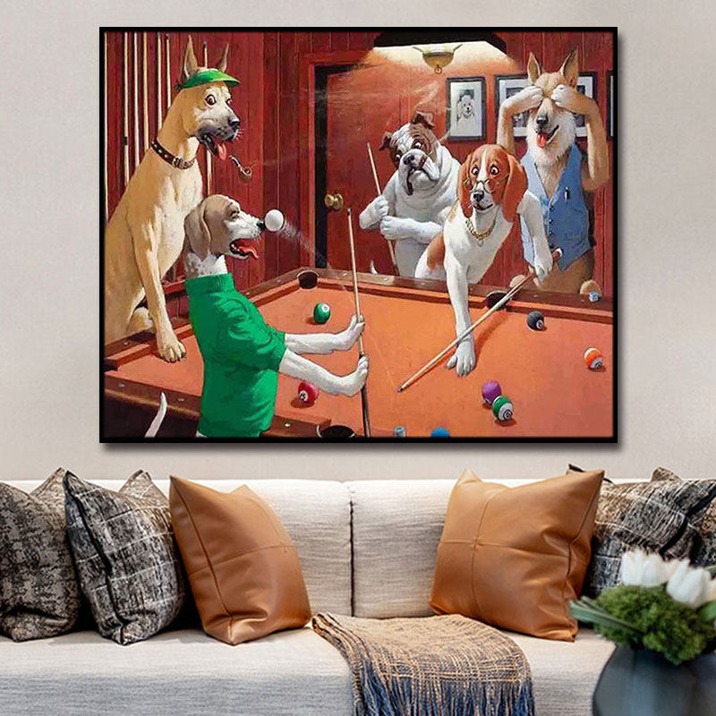扑克动物狗狗娱乐台球diy数字油画diy