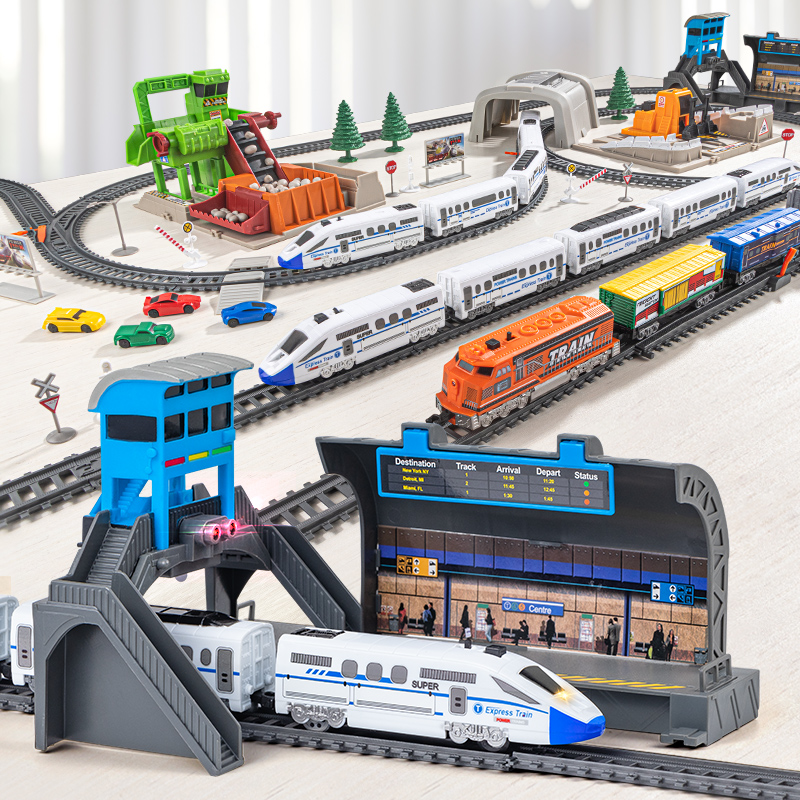电动和谐号小火车高铁轨道车男孩火车模型套装动车儿童益智玩具