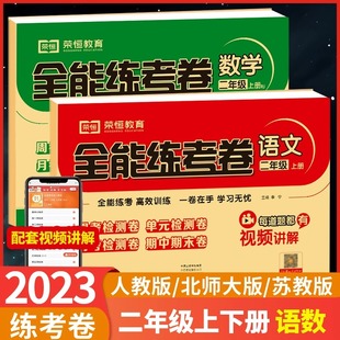 荣恒教育二年级同步训练试卷练习册上下册全能练考卷思维强化二年级语文数学书试卷应用练习题二年级试卷测试卷全套人教北师苏教版