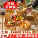 一次性饭碗快餐盒圆形带盖加厚牛皮纸外卖打包火鸡泡面便当食品级