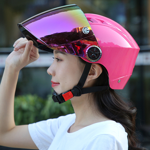 电动车头盔女夏季防晒透气摩托车安全帽轻便防紫外线时尚电车头盔