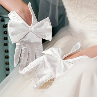 新娘结婚短款手套白色蝴蝶结手套婚纱礼服结婚配饰手套白色