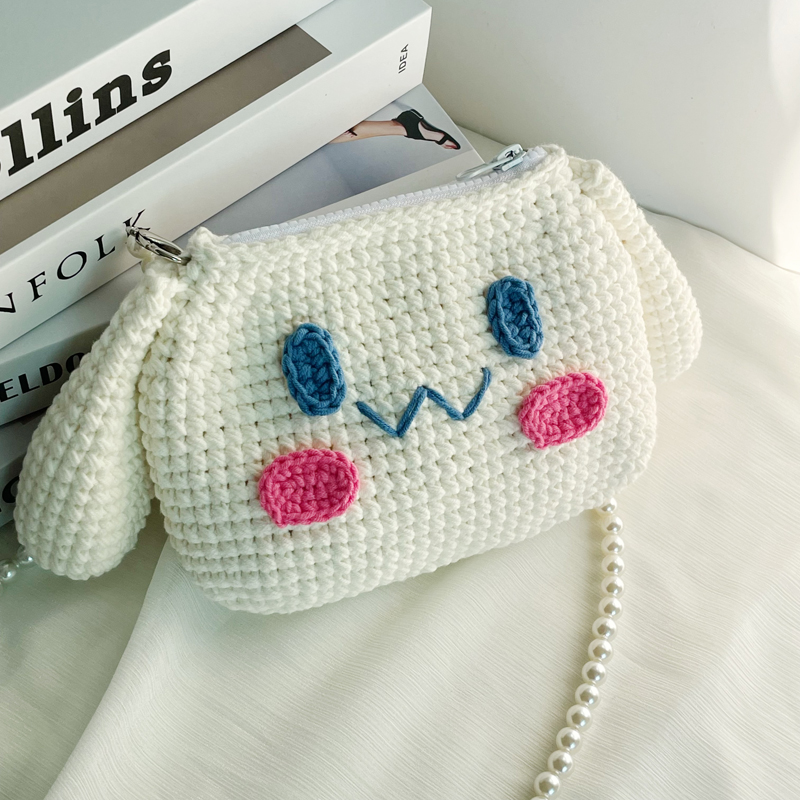 手工编织包包毛线钩针diy材料包简约单肩斜挎可爱玉桂狗小包送礼