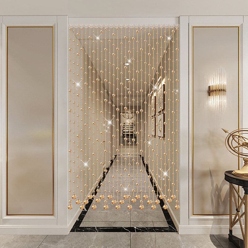 水晶珠帘门帘欧式隔断帘家用奢华过道卧室婚房客厅装饰挂帘免打孔