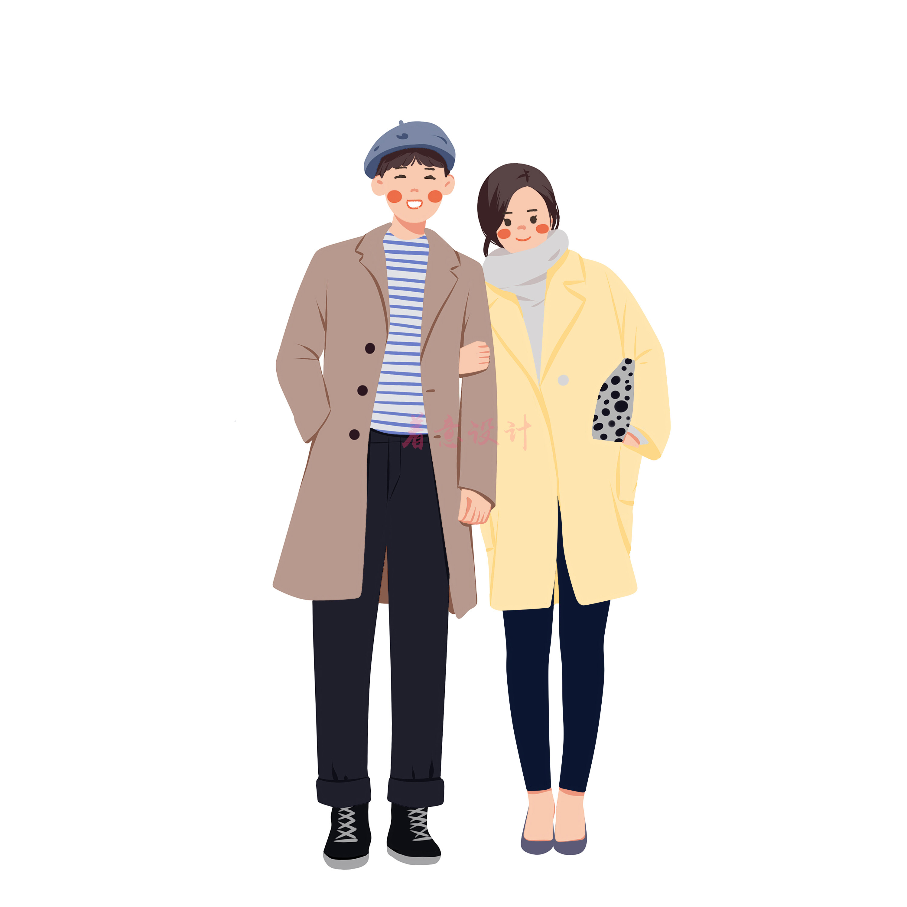 手绘婚纱头像婚礼插画请柬设计卡通漫画情侣结婚手绘真人漫画