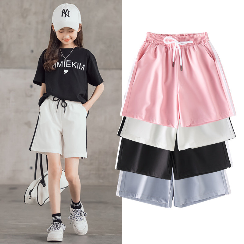 女童运动裤短裤外穿夏季休闲白色儿童裤子五分女大童15岁女孩夏装