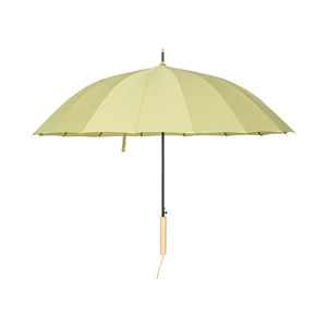 正品fasola丈青橡皮粉色纯色长把雨伞16骨木柄家用半自动雨具一键