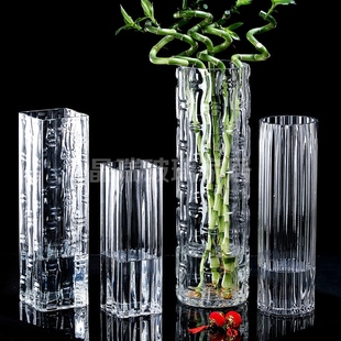 。特大号富贵竹透明玻璃加厚花瓶50厘米水培客厅落地水晶摆件40厘