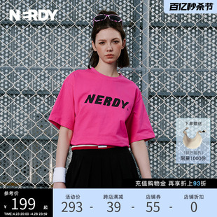 NERDY2024夏装新款情侣同款宽松休闲T恤女糖果色短袖内搭上衣潮牌