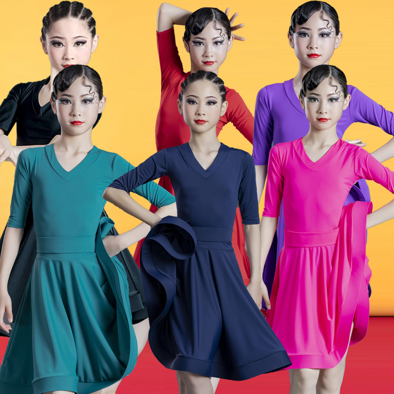 儿童拉丁舞服少儿女童舞蹈练功服专业标准考级高端比赛连衣裙新款